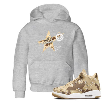 AJ3 Desert Camo shirts to match jordans Kicks Make You Glow sneaker match tees Air Jordan 3 Desert Camo SNRT Sneaker Tees streetwear brand Baby and Youth Heather Grey 1 cotton tee
