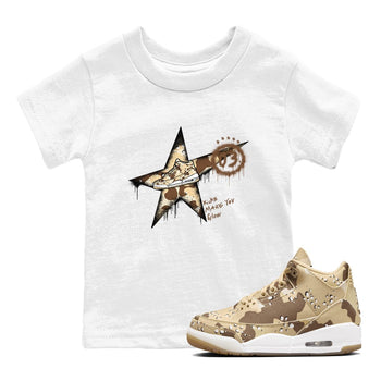 AJ3 Desert Camo shirts to match jordans Kicks Make You Glow sneaker match tees Air Jordan 3 Desert Camo SNRT Sneaker Tees streetwear brand Baby and Youth White 1 cotton tee