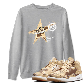 AJ3 Desert Camo shirts to match jordans Kicks Make You Glow sneaker match tees Air Jordan 3 Desert Camo SNRT Sneaker Tees streetwear brand Heather Grey 1 unisex cotton tee