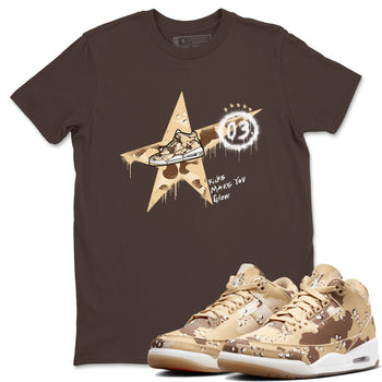 AJ3 Desert Camo shirts to match jordans Kicks Make You Glow sneaker match tees Air Jordan 3 Desert Camo SNRT Sneaker Tees streetwear brand Dark Chocolate 1 unisex cotton tee