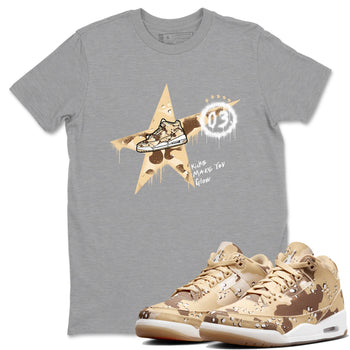 AJ3 Desert Camo shirts to match jordans Kicks Make You Glow sneaker match tees Air Jordan 3 Desert Camo SNRT Sneaker Tees streetwear brand Heather Grey 1 unisex cotton tee