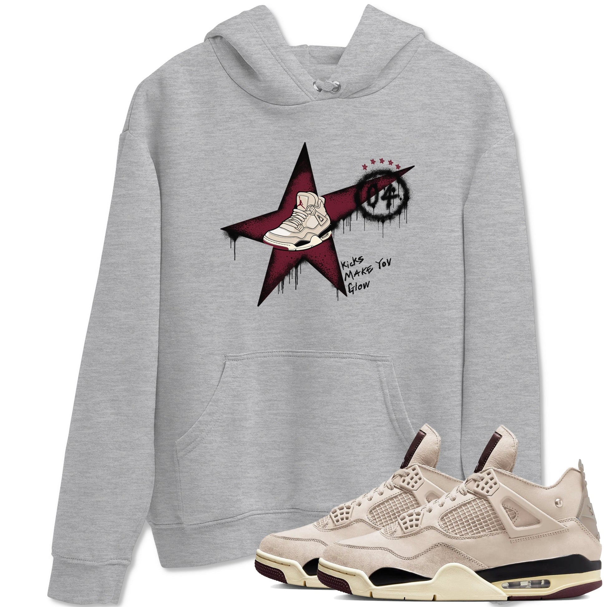 4s A Ma Maniere x Fossil Stone shirts to match jordans Kicks Make You Glow sneaker match tees 4s A Ma Maniere x Fossil Stone match shoes to clothes SNRT Sneaker Tees unisex cotton Heather Grey 1 shirts