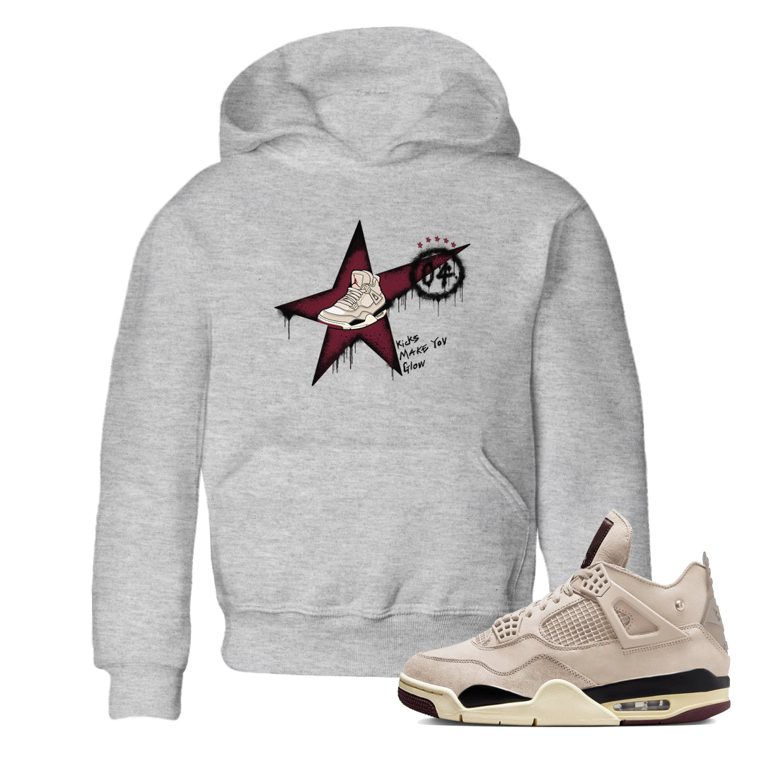 4s A Ma Maniere x Fossil Stone shirts to match jordans Kicks Make You Glow sneaker match tees 4s A Ma Maniere x Fossil Stone match shoes to clothes SNRT Sneaker Tees Youth Baby Heather Grey 1 tee