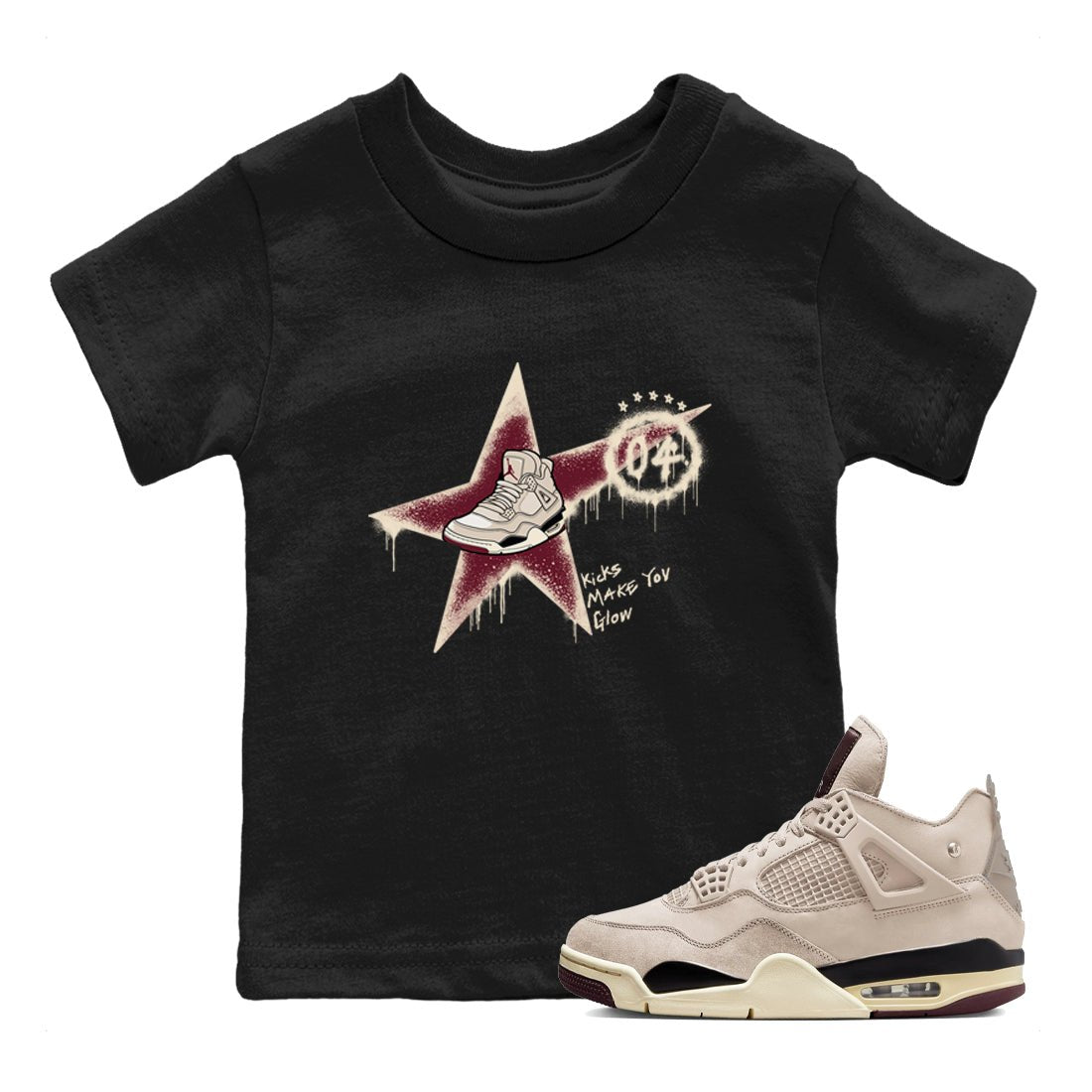 4s A Ma Maniere x Fossil Stone shirts to match jordans Kicks Make You Glow sneaker match tees 4s A Ma Maniere x Fossil Stone match shoes to clothes SNRT Sneaker Tees Youth Baby Black 1 tee
