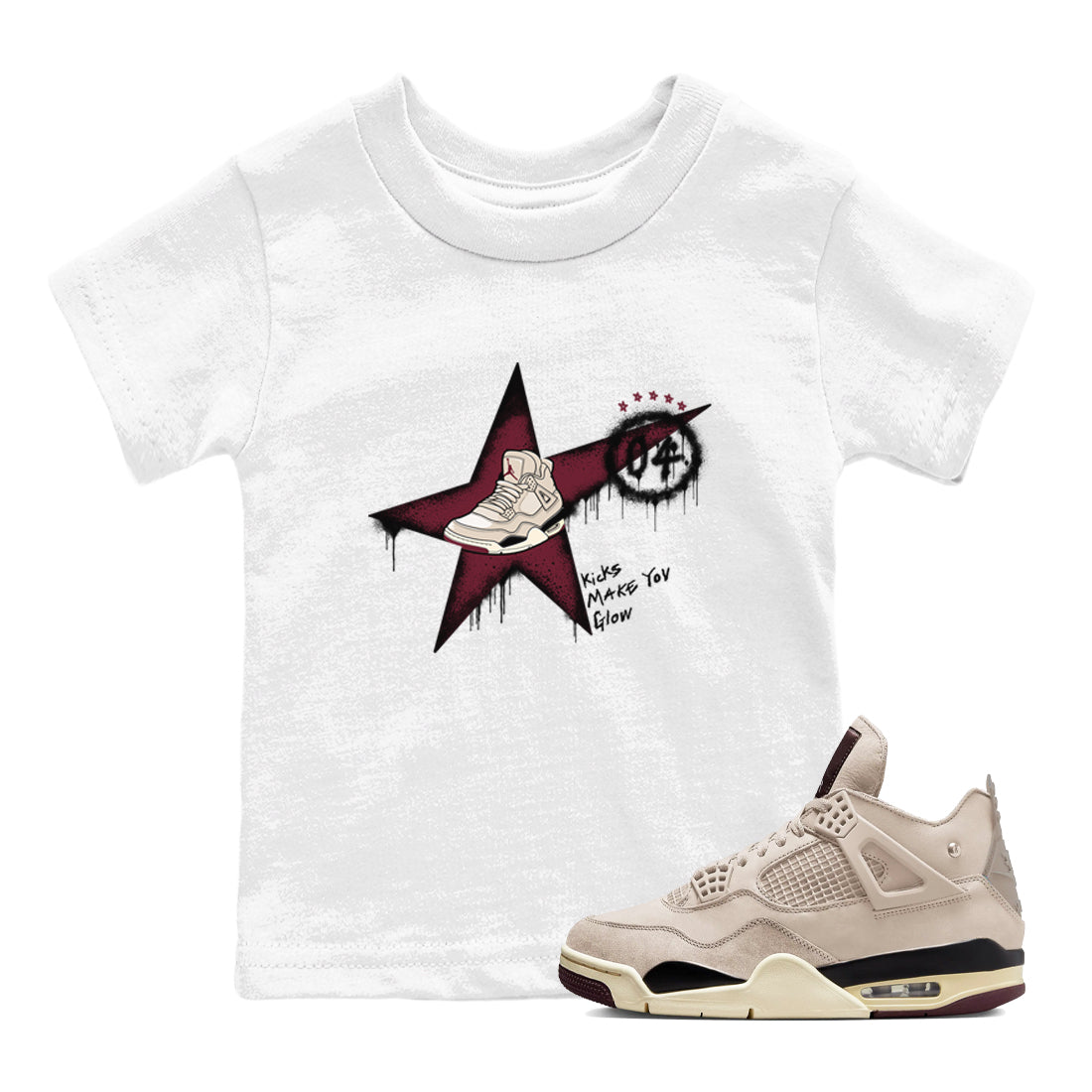 4s A Ma Maniere x Fossil Stone shirts to match jordans Kicks Make You Glow sneaker match tees 4s A Ma Maniere x Fossil Stone match shoes to clothes SNRT Sneaker Tees Youth Baby White 1 tee
