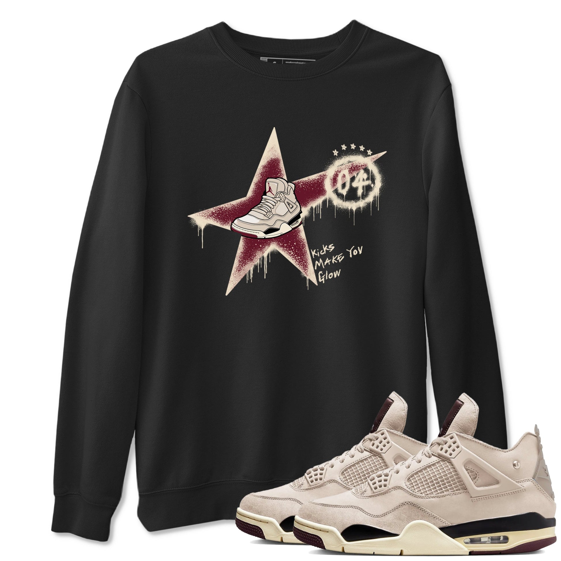 4s A Ma Maniere x Fossil Stone shirts to match jordans Kicks Make You Glow sneaker match tees 4s A Ma Maniere x Fossil Stone match shoes to clothes SNRT Sneaker Tees unisex cotton Black 1 shirts
