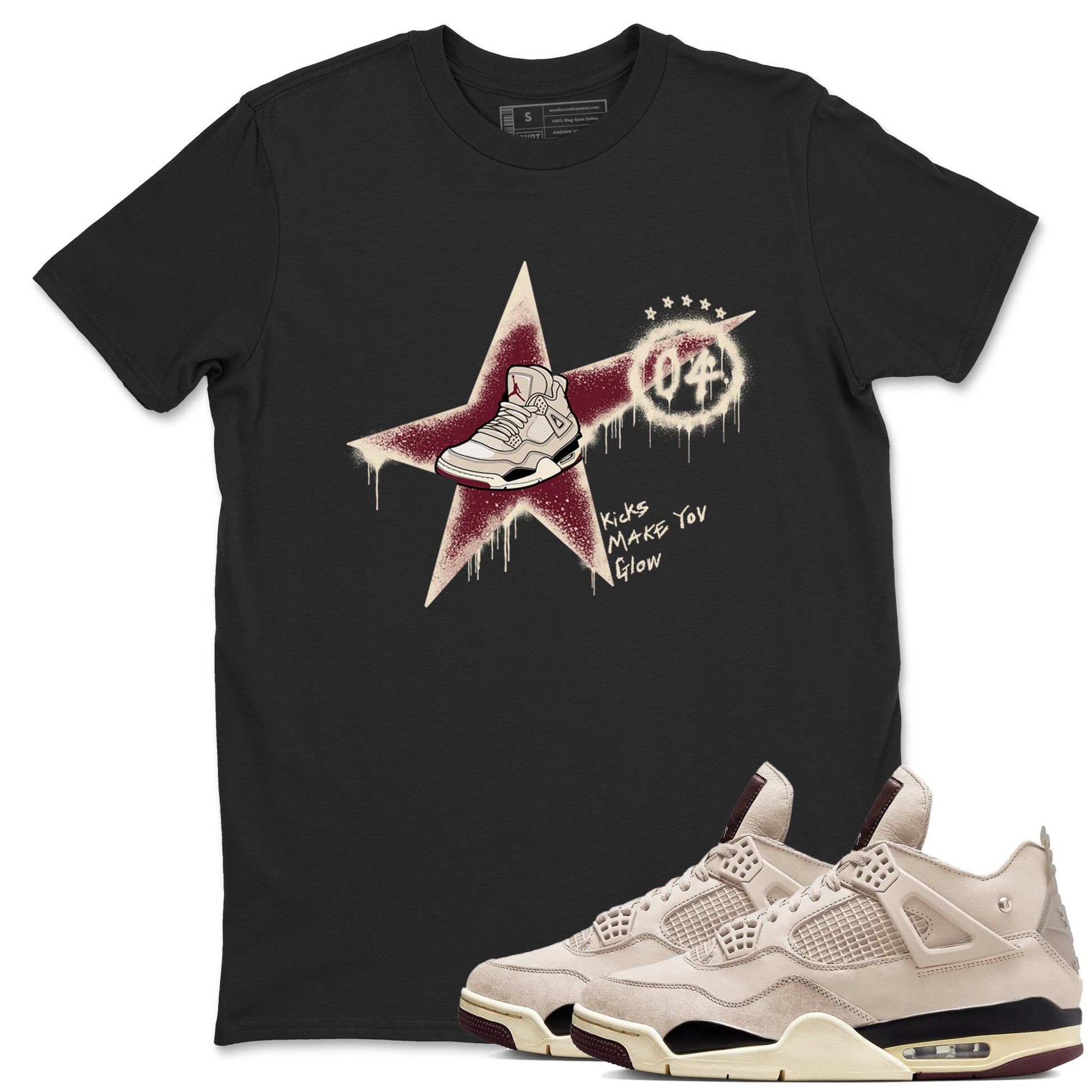 4s A Ma Maniere x Fossil Stone shirts to match jordans Kicks Make You Glow sneaker match tees 4s A Ma Maniere x Fossil Stone match shoes to clothes SNRT Sneaker Tees unisex cotton Black 1 shirts