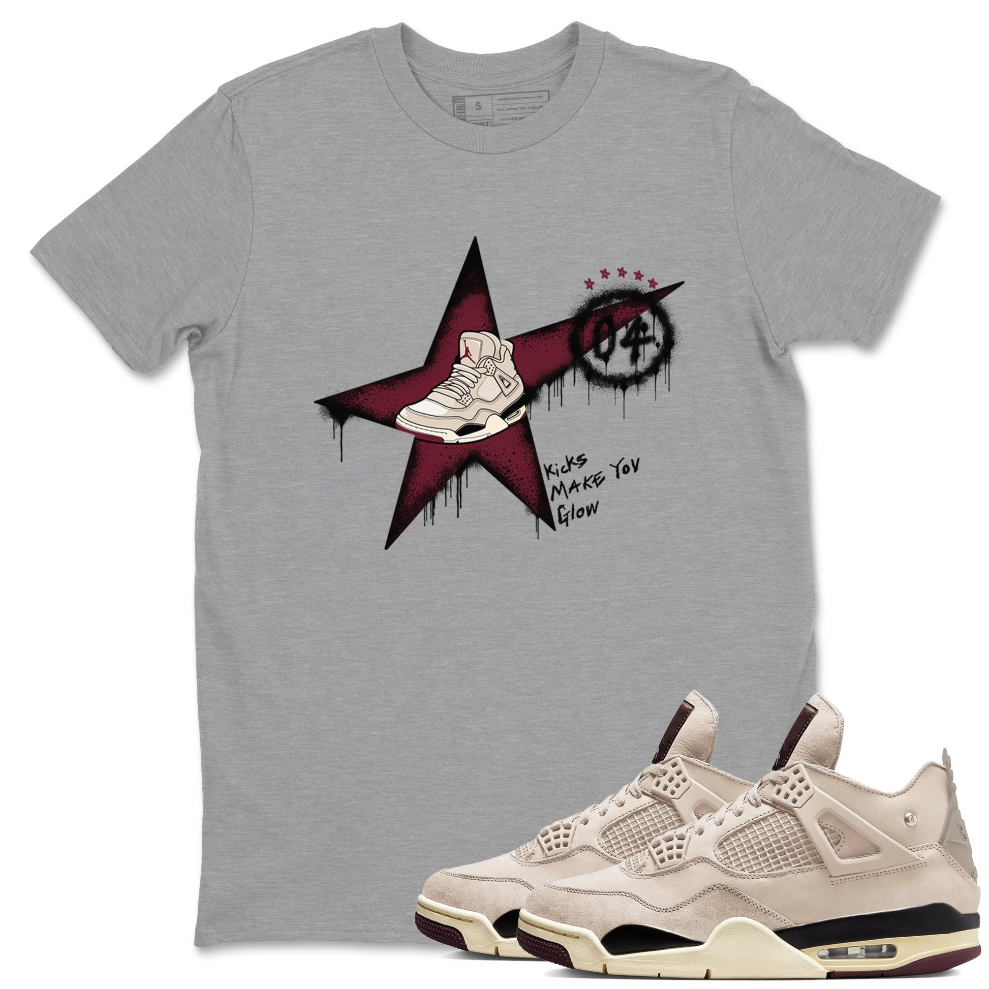 4s A Ma Maniere x Fossil Stone shirts to match jordans Kicks Make You Glow sneaker match tees 4s A Ma Maniere x Fossil Stone match shoes to clothes SNRT Sneaker Tees unisex cotton Heather Grey 1 shirts