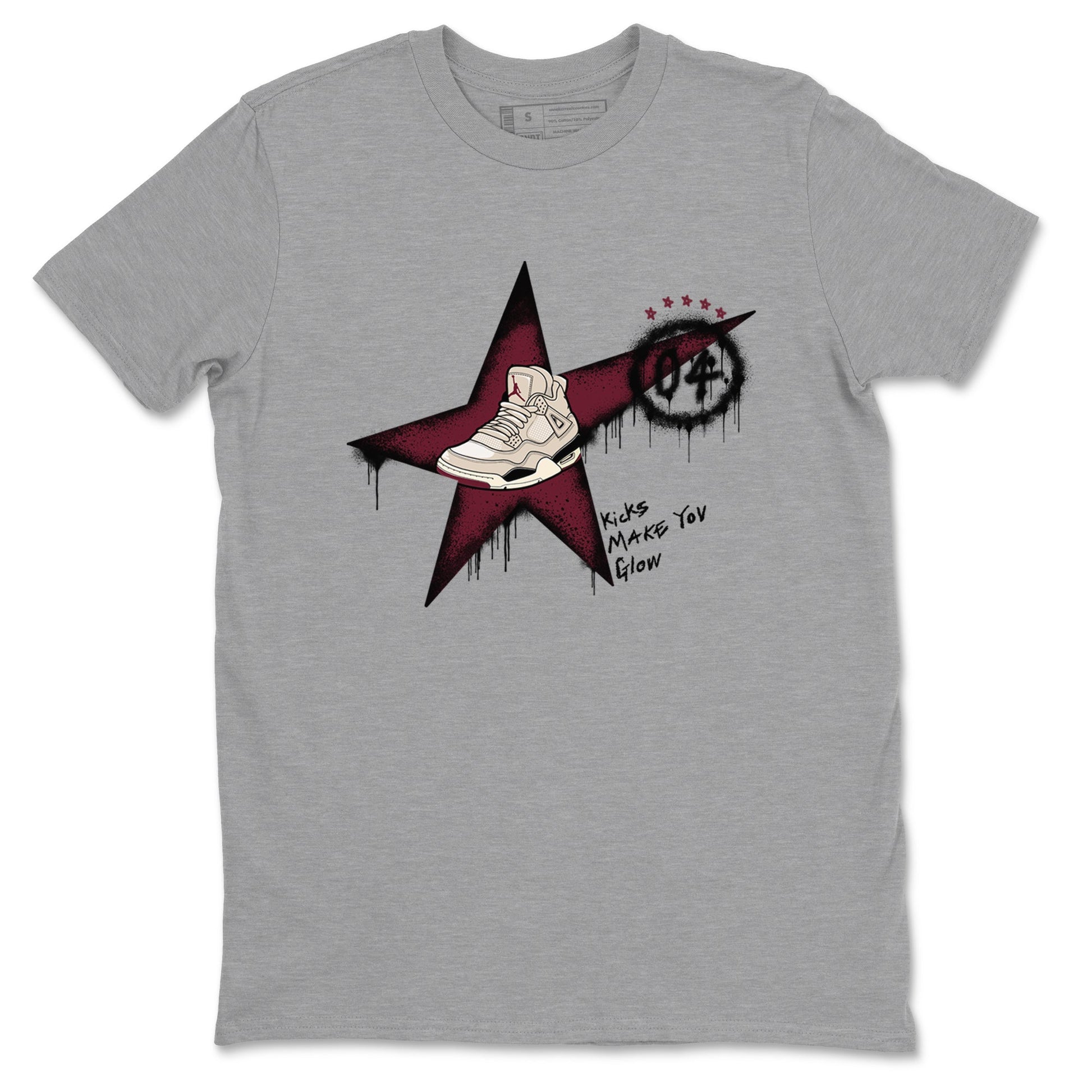 4s A Ma Maniere x Fossil Stone shirts to match jordans Kicks Make You Glow sneaker match tees 4s A Ma Maniere x Fossil Stone match shoes to clothes SNRT Sneaker Tees unisex cotton Heather Grey 2 shirts