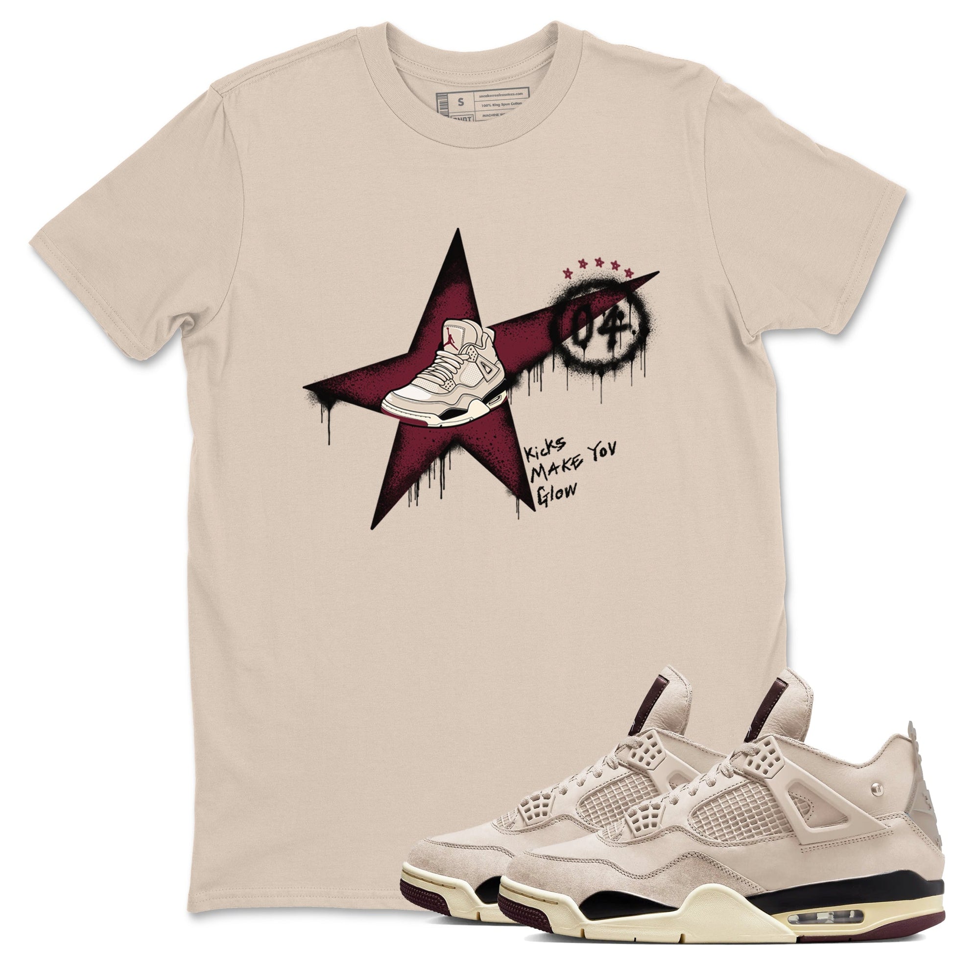 4s A Ma Maniere x Fossil Stone shirts to match jordans Kicks Make You Glow sneaker match tees 4s A Ma Maniere x Fossil Stone match shoes to clothes SNRT Sneaker Tees unisex cotton Sand 1 shirts