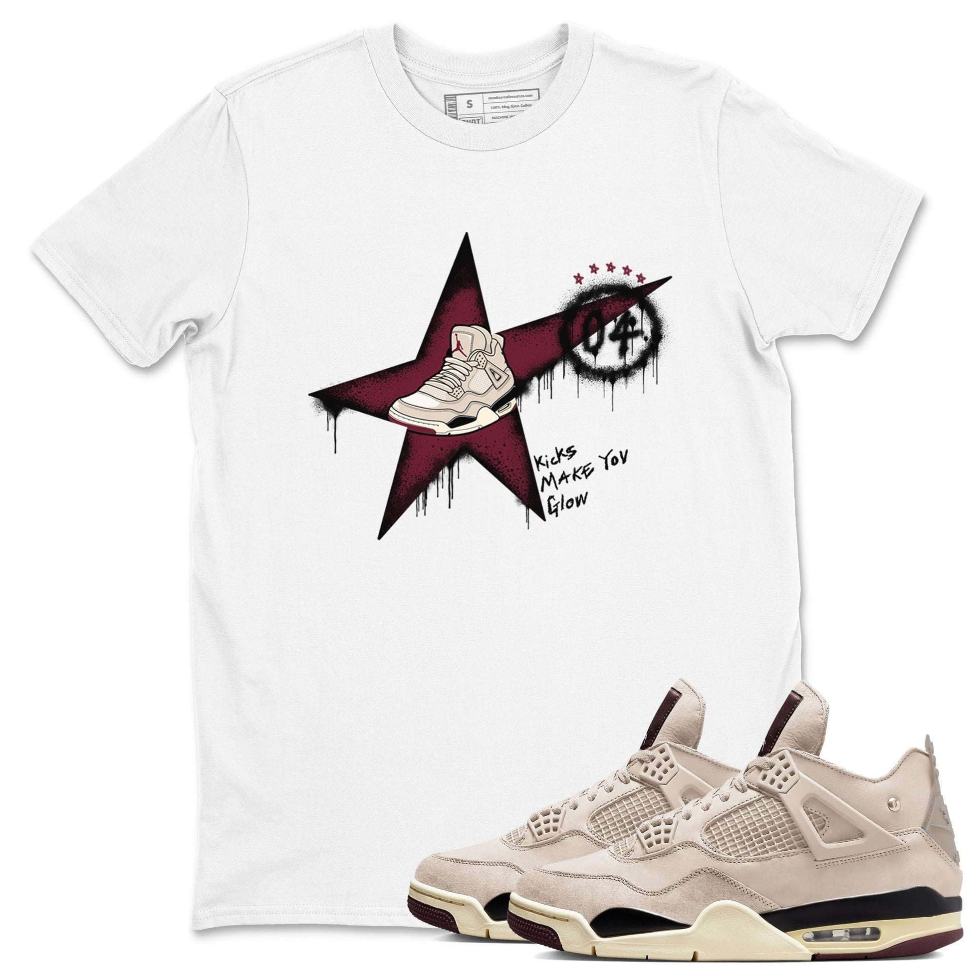 4s A Ma Maniere x Fossil Stone shirts to match jordans Kicks Make You Glow sneaker match tees 4s A Ma Maniere x Fossil Stone match shoes to clothes SNRT Sneaker Tees unisex cotton White 1 shirts