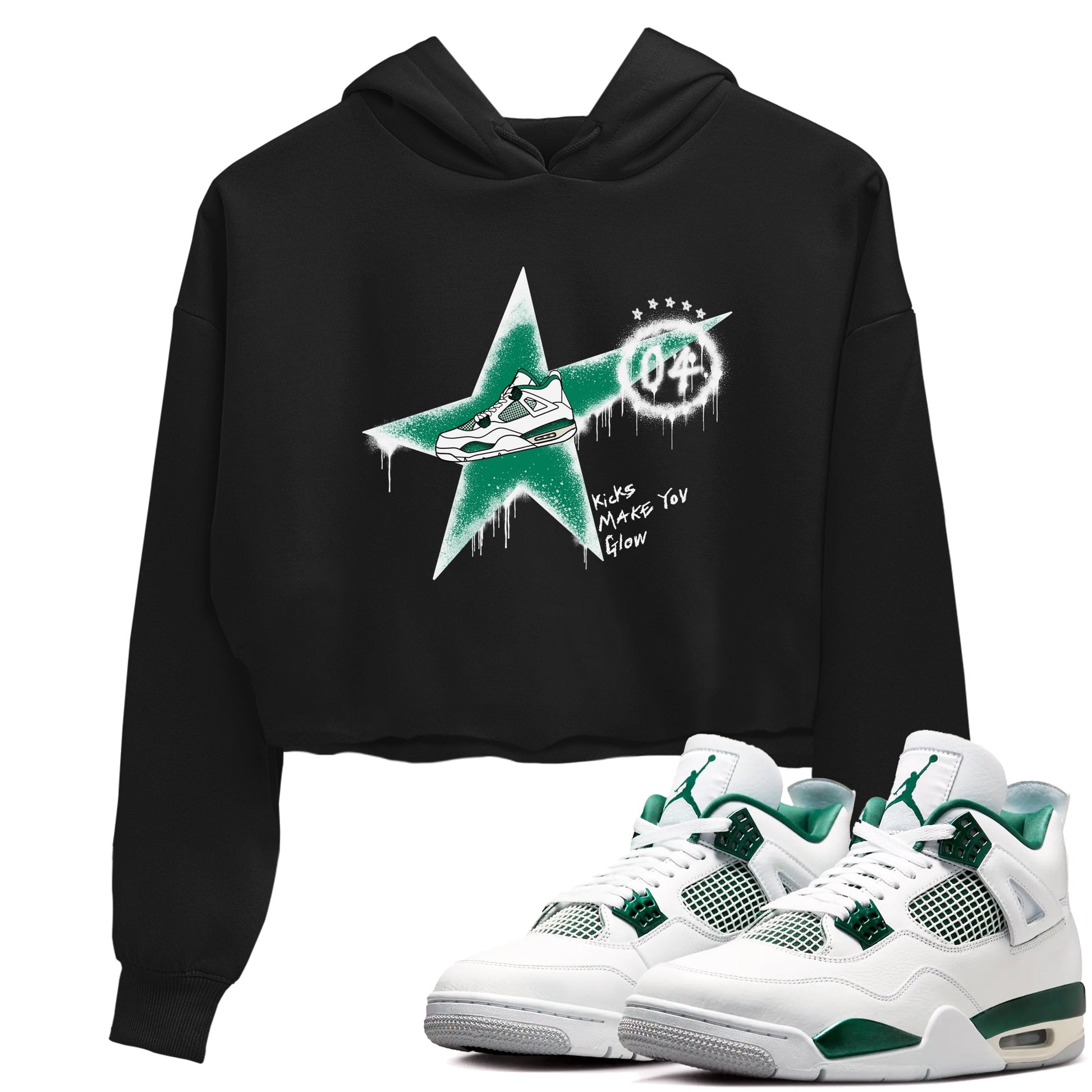 4s Oxidized Green shirts to match jordans Kicks Make You Glow sneaker match tees Air Jordan 4 Oxidized Green SNRT Sneaker Tees streetwear brand Black 1 crop tee