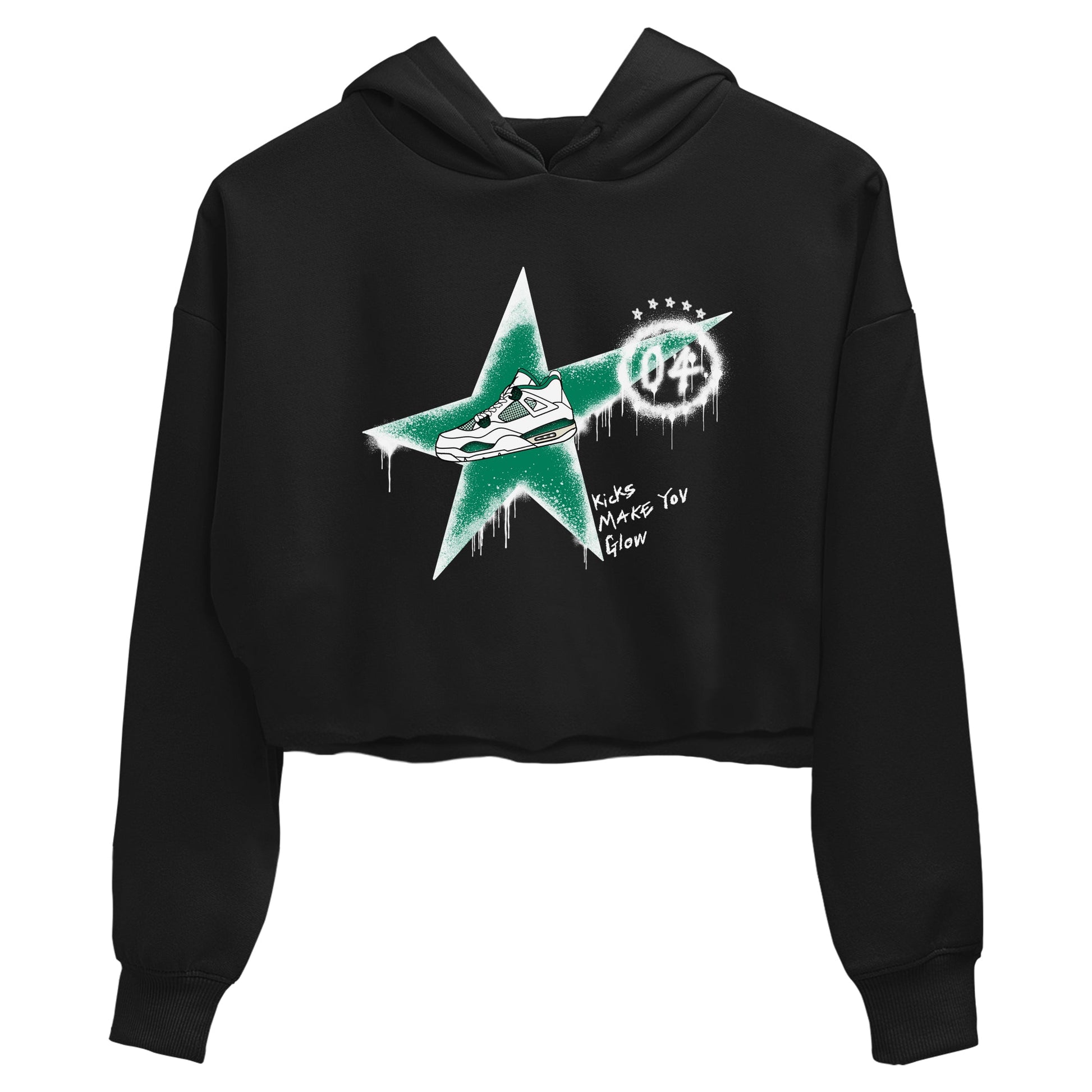4s Oxidized Green shirts to match jordans Kicks Make You Glow sneaker match tees Air Jordan 4 Oxidized Green SNRT Sneaker Tees streetwear brand Black 2 crop tee