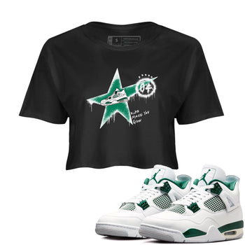4s Oxidized Green shirts to match jordans Kicks Make You Glow sneaker match tees Air Jordan 4 Oxidized Green SNRT Sneaker Tees streetwear brand Black 1 crop tee