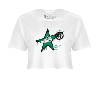 4s Oxidized Green shirts to match jordans Kicks Make You Glow sneaker match tees Air Jordan 4 Oxidized Green SNRT Sneaker Tees streetwear brand White 2 crop tee