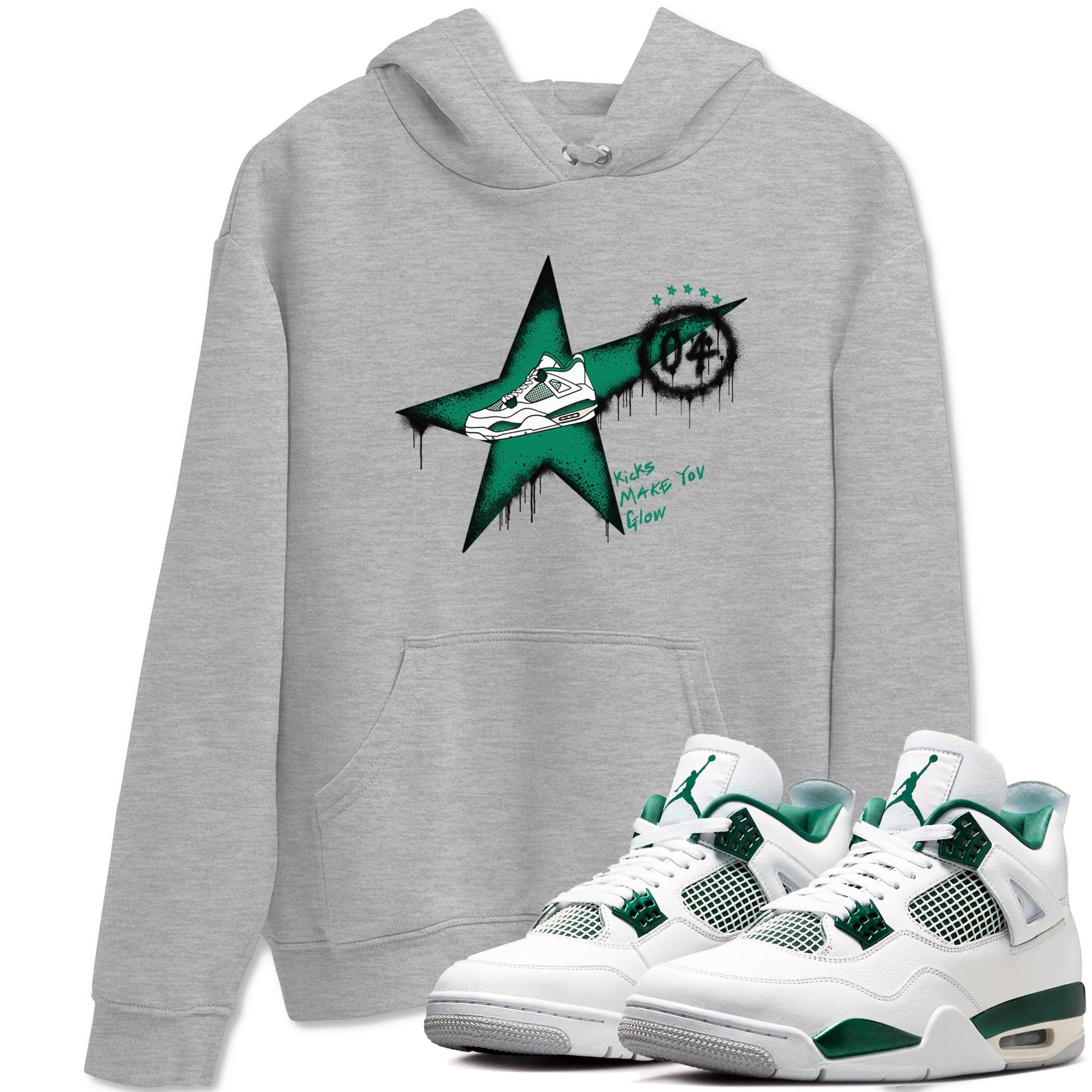 4s Oxidized Green shirts to match jordans Kicks Make You Glow sneaker match tees Air Jordan 4 Oxidized Green SNRT Sneaker Tees streetwear brand Heather Grey 1 unisex cotton tee