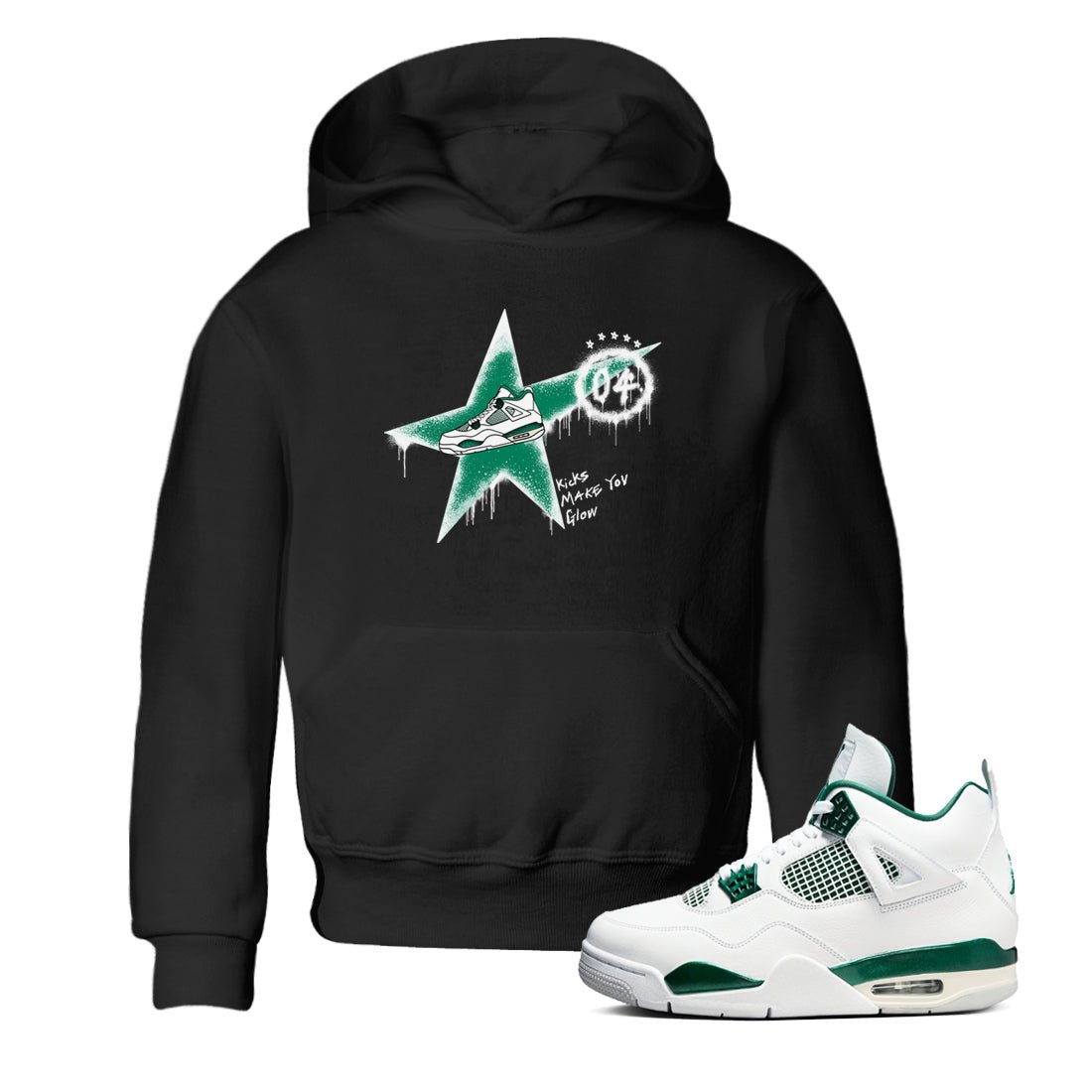 4s Oxidized Green shirts to match jordans Kicks Make You Glow sneaker match tees Air Jordan 4 Oxidized Green SNRT Sneaker Tees streetwear brand Baby and Youth Black 1 cotton tee