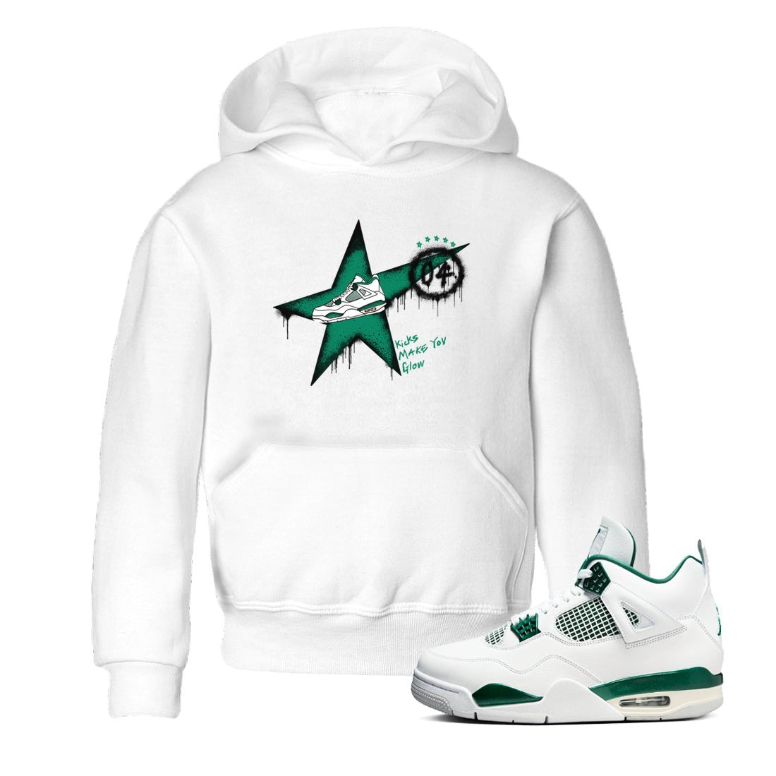 4s Oxidized Green shirts to match jordans Kicks Make You Glow sneaker match tees Air Jordan 4 Oxidized Green SNRT Sneaker Tees streetwear brand Baby and Youth White 1 cotton tee