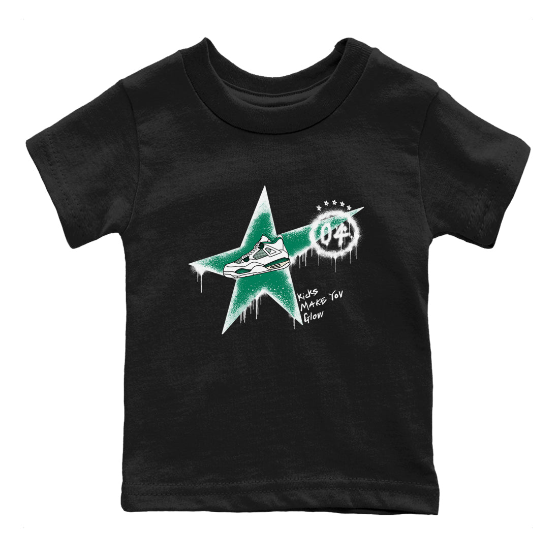 4s Oxidized Green shirts to match jordans Kicks Make You Glow sneaker match tees Air Jordan 4 Oxidized Green SNRT Sneaker Tees streetwear brand Baby and Youth Black 2 cotton tee