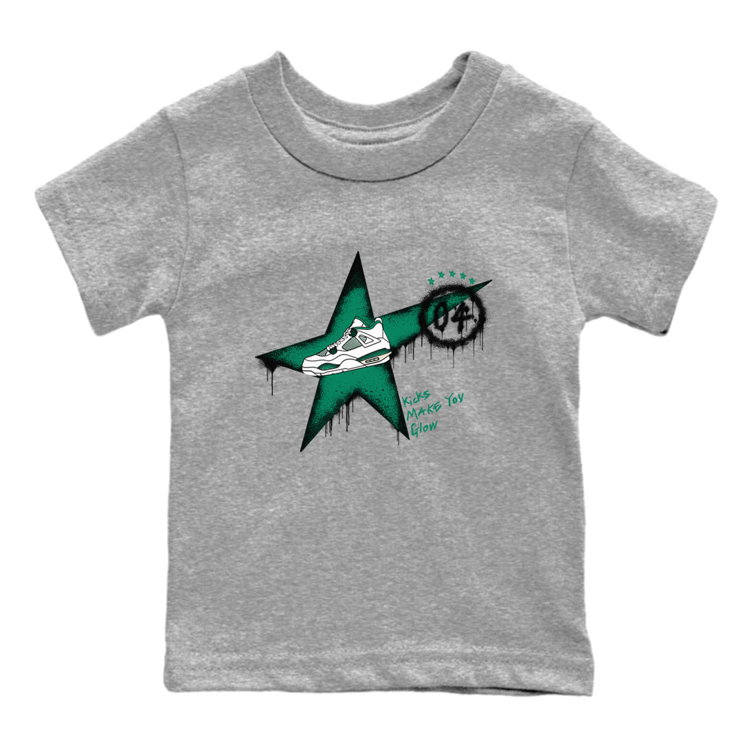 4s Oxidized Green shirts to match jordans Kicks Make You Glow sneaker match tees Air Jordan 4 Oxidized Green SNRT Sneaker Tees streetwear brand Baby and Youth Heather Grey 2 cotton tee