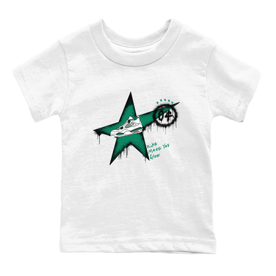 4s Oxidized Green shirts to match jordans Kicks Make You Glow sneaker match tees Air Jordan 4 Oxidized Green SNRT Sneaker Tees streetwear brand Baby and Youth White 2 cotton tee