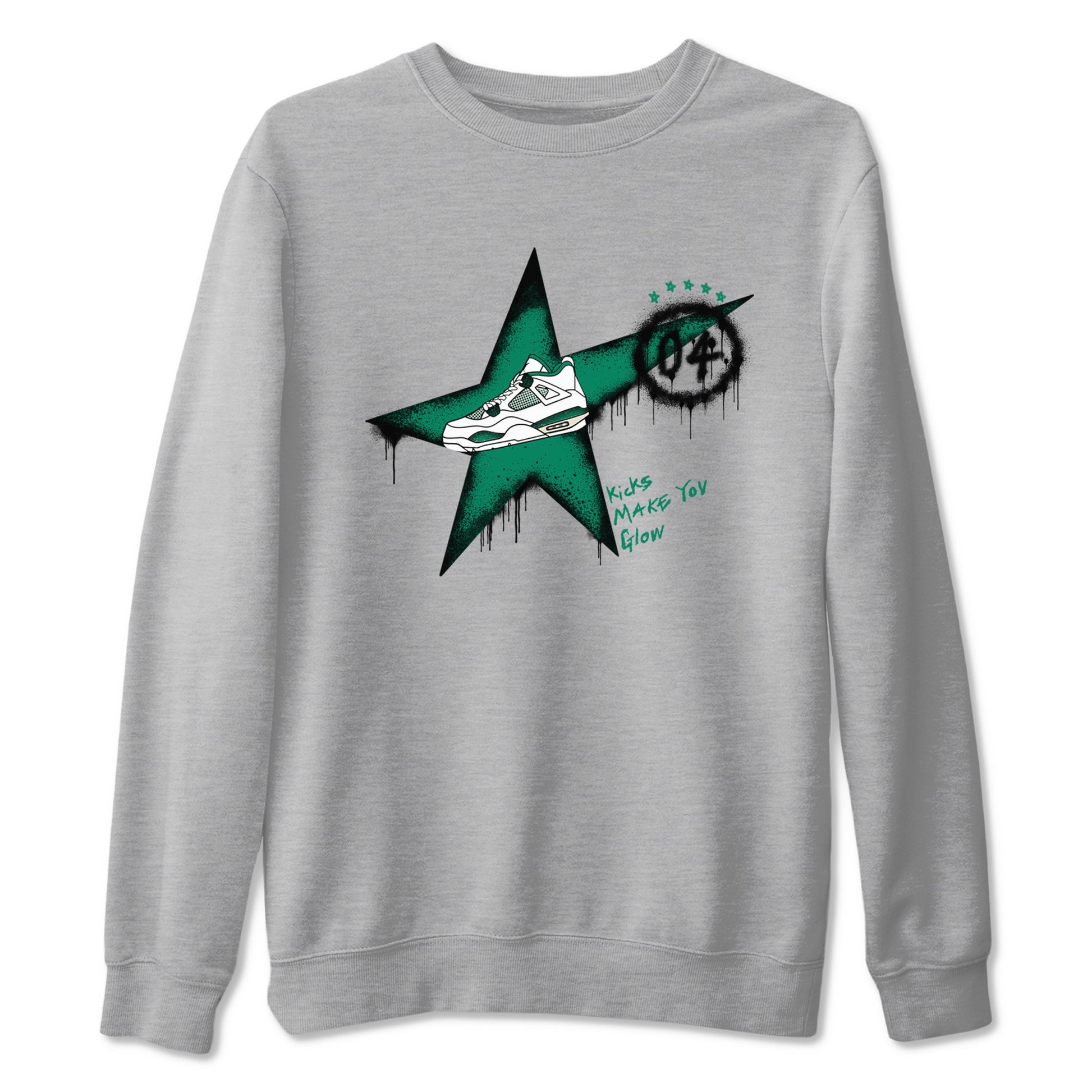 4s Oxidized Green shirts to match jordans Kicks Make You Glow sneaker match tees Air Jordan 4 Oxidized Green SNRT Sneaker Tees streetwear brand Heather Grey 2 unisex cotton tee