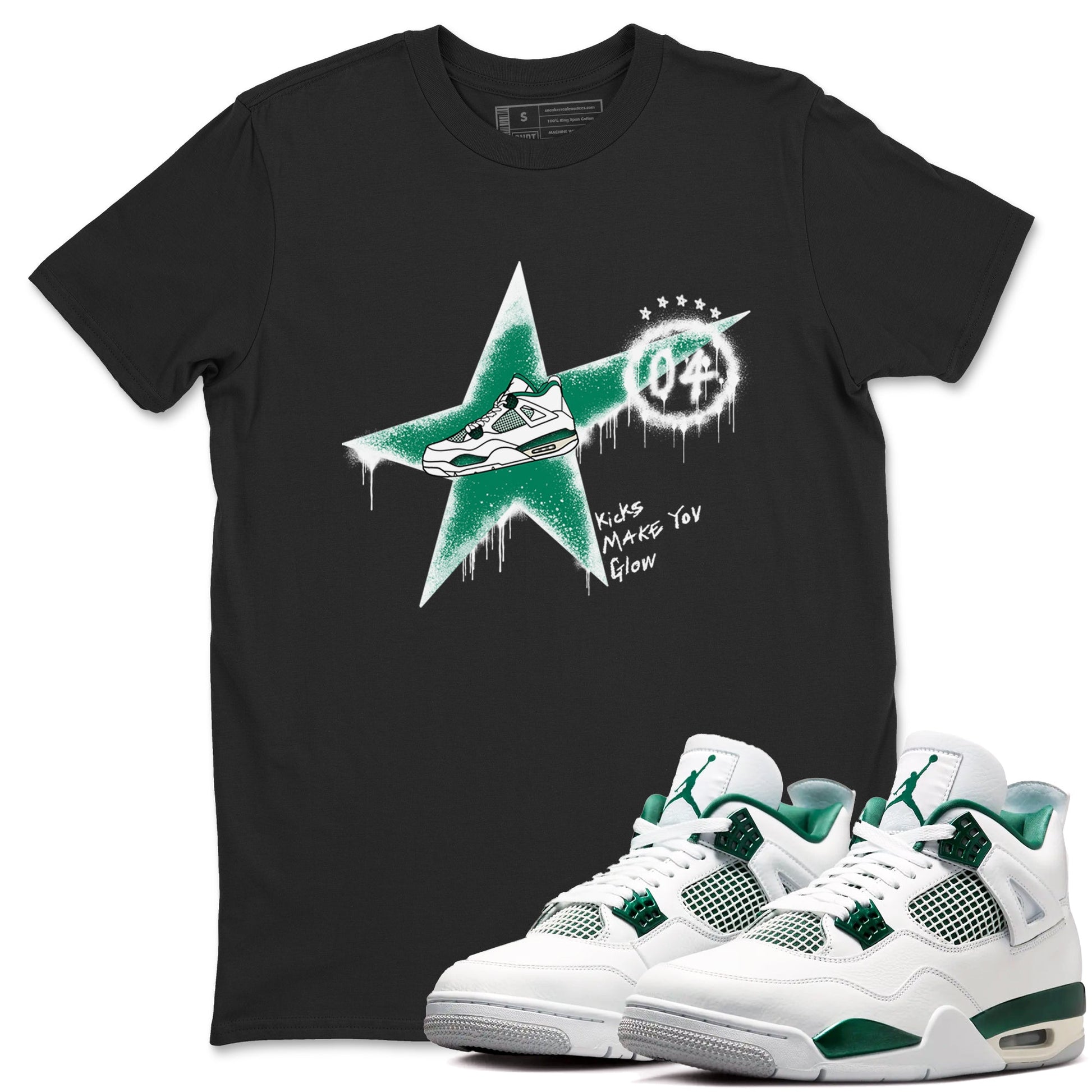 4s Oxidized Green shirts to match jordans Kicks Make You Glow sneaker match tees Air Jordan 4 Oxidized Green SNRT Sneaker Tees streetwear brand Black 1 unisex cotton tee