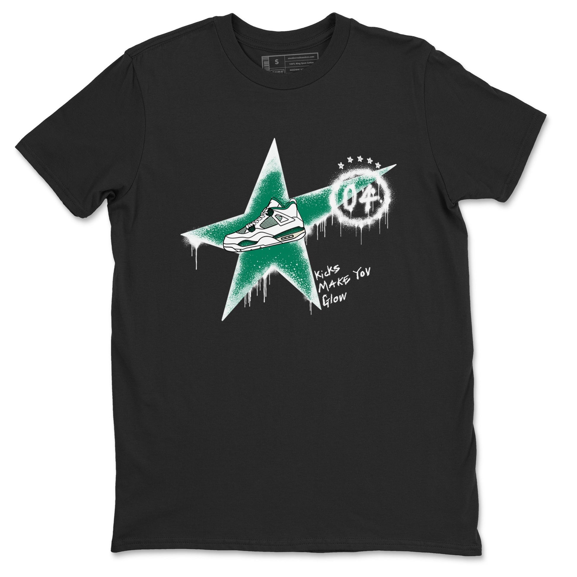 4s Oxidized Green shirts to match jordans Kicks Make You Glow sneaker match tees Air Jordan 4 Oxidized Green SNRT Sneaker Tees streetwear brand Black 2 unisex cotton tee