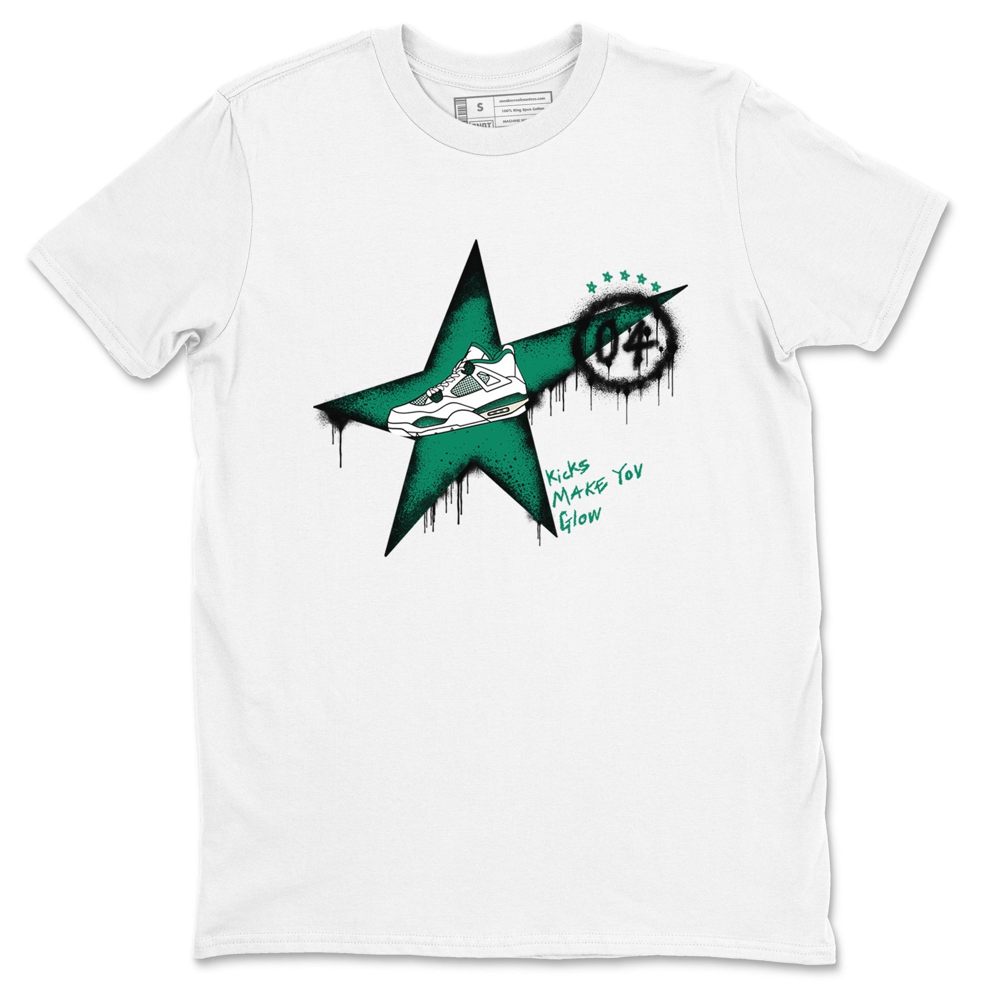 4s Oxidized Green shirts to match jordans Kicks Make You Glow sneaker match tees Air Jordan 4 Oxidized Green SNRT Sneaker Tees streetwear brand White 2 unisex cotton tee