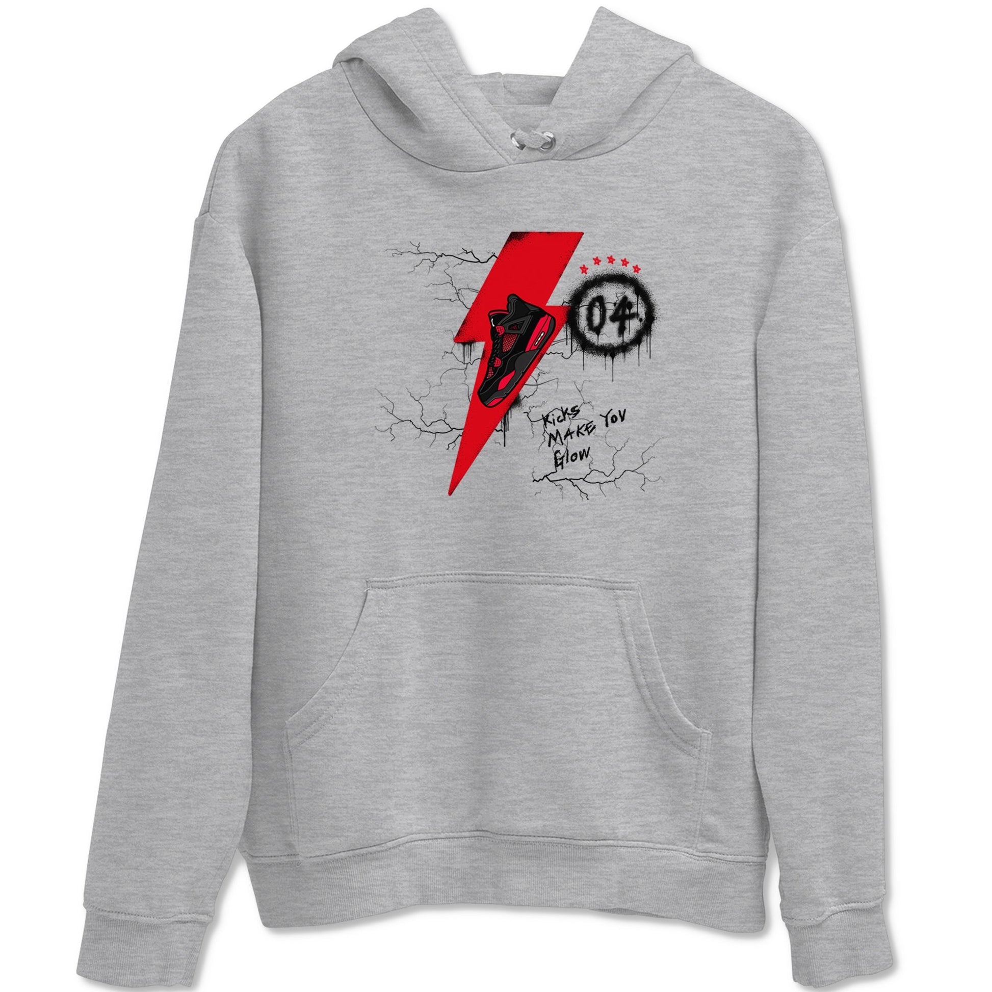 4s Red Thunder shirts to match jordans Kicks Make You Glow sneaker match tees Air Jordan 4 Red Thunder SNRT Sneaker Tees streetwear brand Heather Grey 2 unisex cotton tee