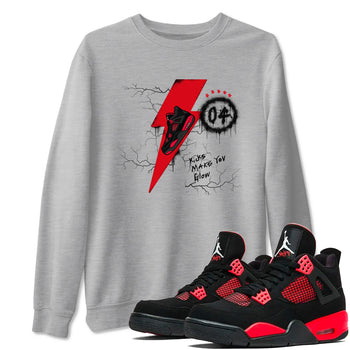 4s Red Thunder shirts to match jordans Kicks Make You Glow sneaker match tees Air Jordan 4 Red Thunder SNRT Sneaker Tees streetwear brand Heather Grey 1 unisex cotton tee