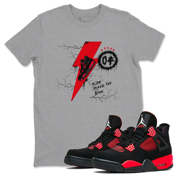 4s Red Thunder shirts to match jordans Kicks Make You Glow sneaker match tees Air Jordan 4 Red Thunder SNRT Sneaker Tees streetwear brand Heather Grey 1 unisex cotton tee