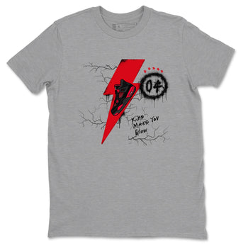 4s Red Thunder shirts to match jordans Kicks Make You Glow sneaker match tees Air Jordan 4 Red Thunder SNRT Sneaker Tees streetwear brand Heather Grey 2 unisex cotton tee