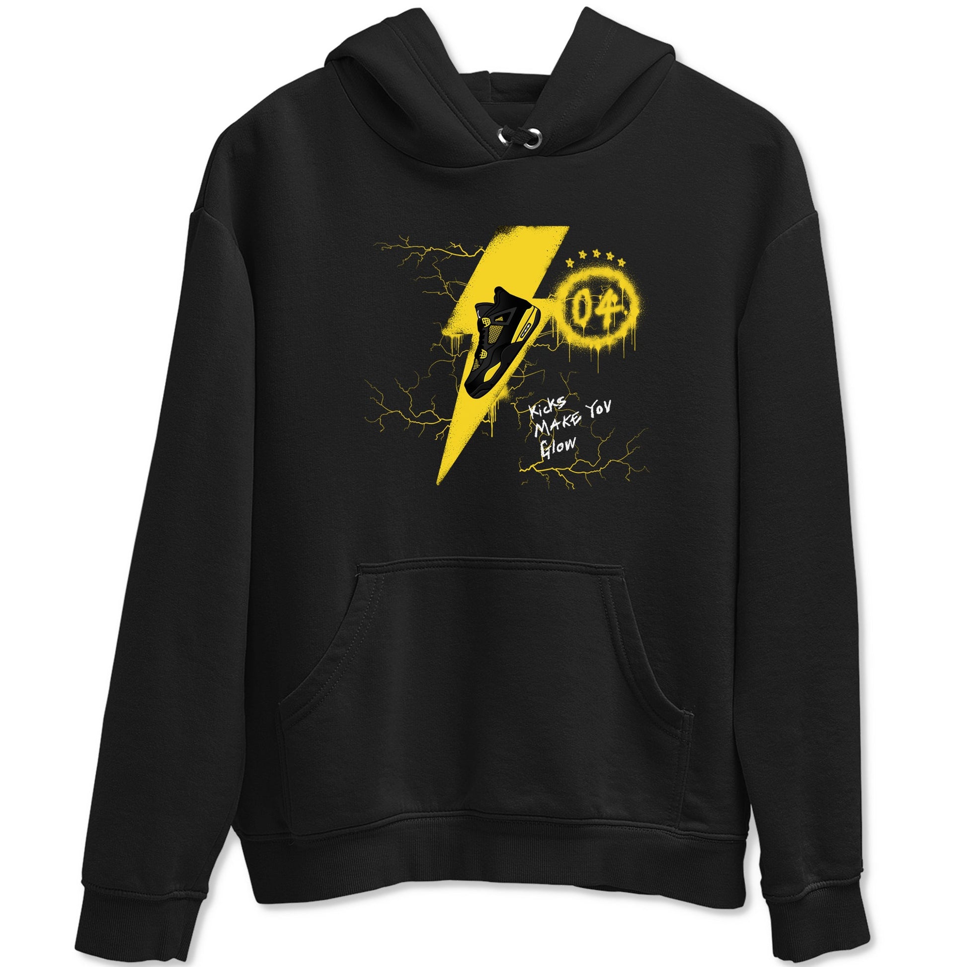 AJ4 Thunder shirts to match jordans Kicks Make You Glow sneaker match tees Air Jordan 4 Thunder SNRT Sneaker Tees streetwear brand Black 2 unisex cotton tee