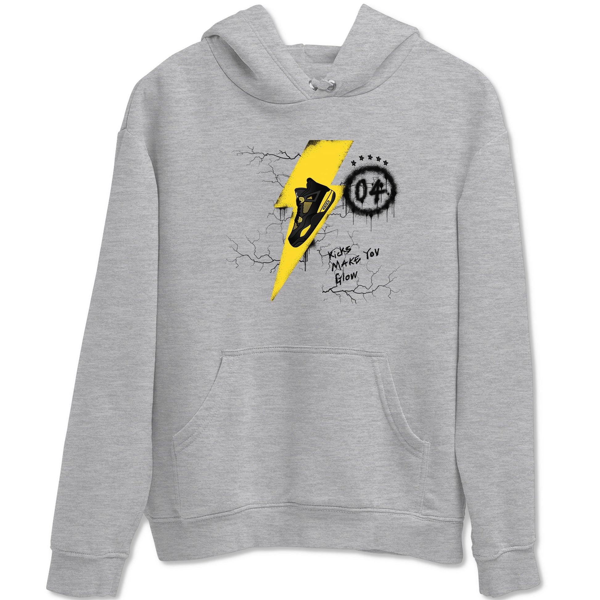 AJ4 Thunder shirts to match jordans Kicks Make You Glow sneaker match tees Air Jordan 4 Thunder SNRT Sneaker Tees streetwear brand Heather Grey 2 unisex cotton tee