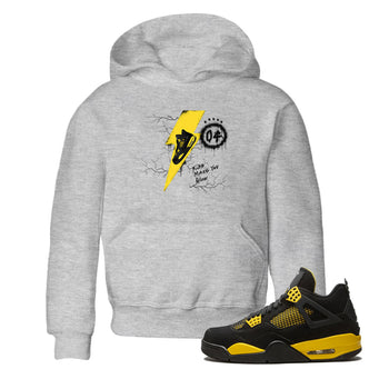 AJ4 Thunder shirts to match jordans Kicks Make You Glow sneaker match tees Air Jordan 4 Thunder SNRT Sneaker Tees streetwear brand Baby and Youth Heather Grey 1 cotton tee