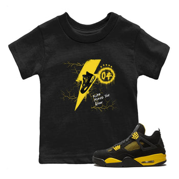 AJ4 Thunder shirts to match jordans Kicks Make You Glow sneaker match tees Air Jordan 4 Thunder SNRT Sneaker Tees streetwear brand Baby and Youth Black 1 cotton tee