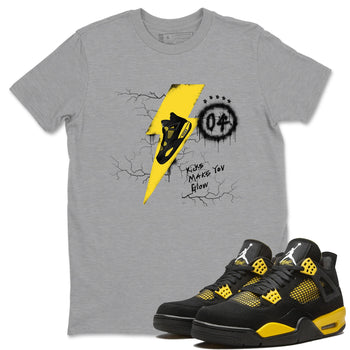 AJ4 Thunder shirts to match jordans Kicks Make You Glow sneaker match tees Air Jordan 4 Thunder SNRT Sneaker Tees streetwear brand Heather Grey 1 unisex cotton tee