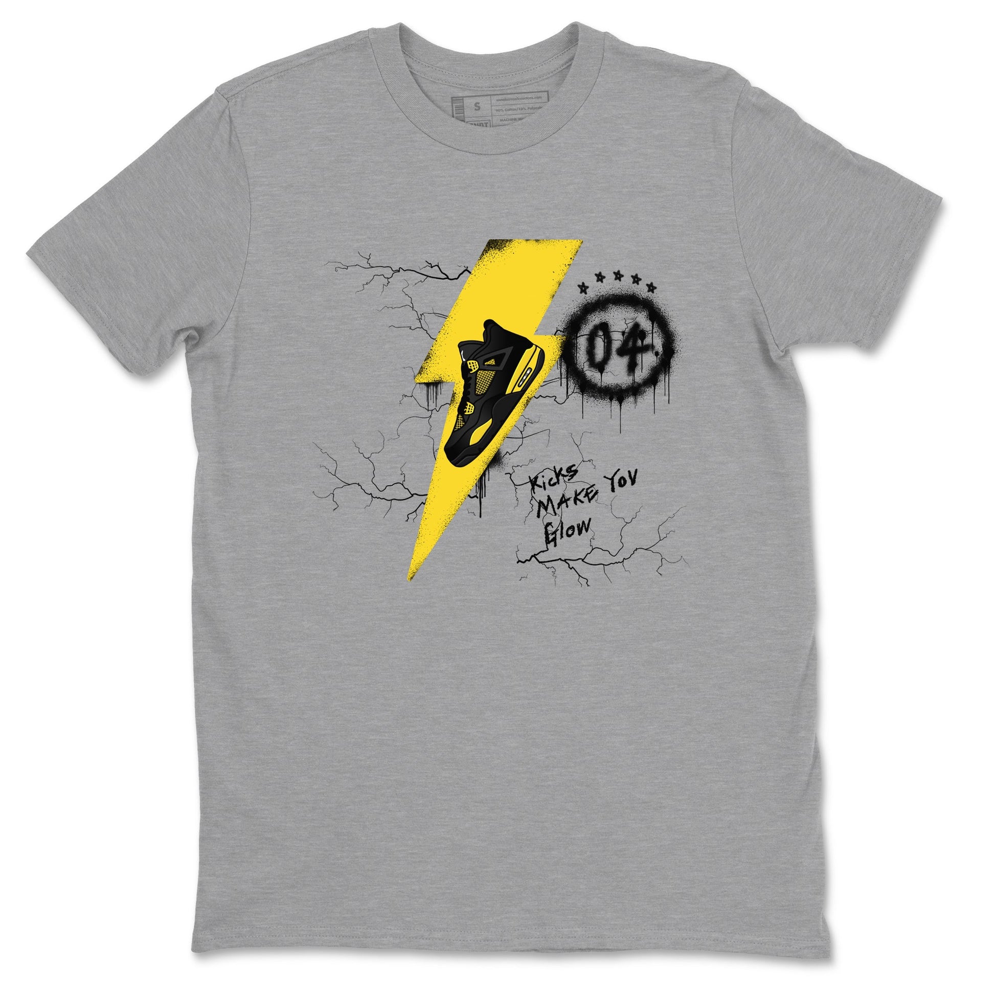 AJ4 Thunder shirts to match jordans Kicks Make You Glow sneaker match tees Air Jordan 4 Thunder SNRT Sneaker Tees streetwear brand Heather Grey 2 unisex cotton tee