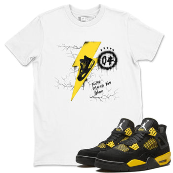AJ4 Thunder shirts to match jordans Kicks Make You Glow sneaker match tees Air Jordan 4 Thunder SNRT Sneaker Tees streetwear brand White 1 unisex cotton tee