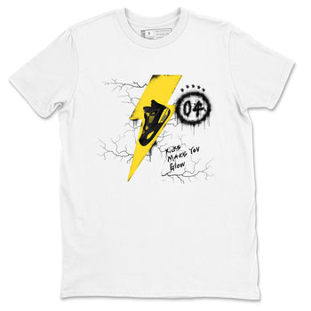 AJ4 Thunder shirts to match jordans Kicks Make You Glow sneaker match tees Air Jordan 4 Thunder SNRT Sneaker Tees streetwear brand White 2 unisex cotton tee