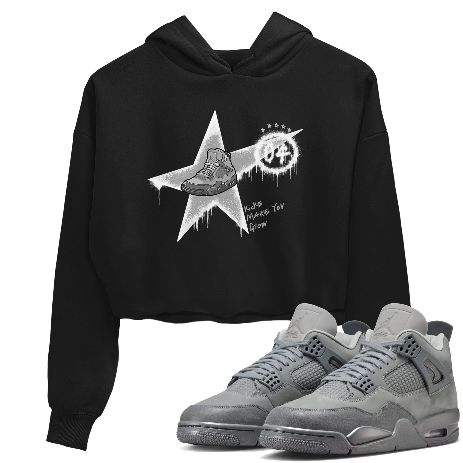 4s Wet Cement shirts to match jordans Kicks Make You Glow sneaker match tees Air Jordan 4 SE Wet Cement SNRT Sneaker Release Tees unisex cotton Black 1 Crop Shirts