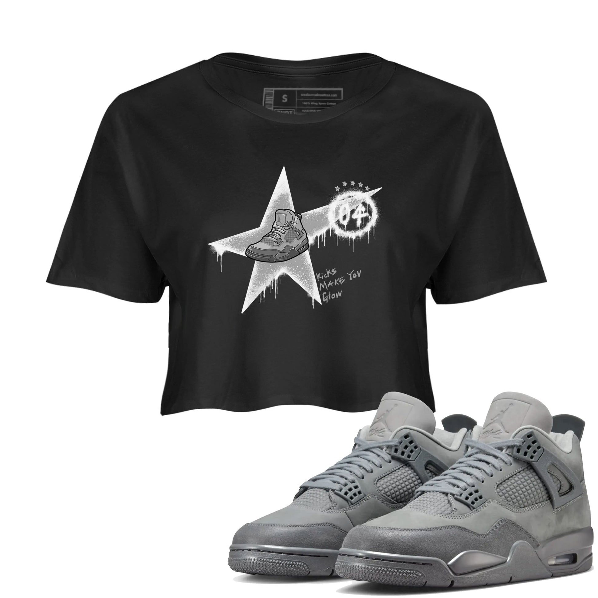 4s Wet Cement shirts to match jordans Kicks Make You Glow sneaker match tees Air Jordan 4 SE Wet Cement SNRT Sneaker Release Tees unisex cotton Black 1 Crop Shirts