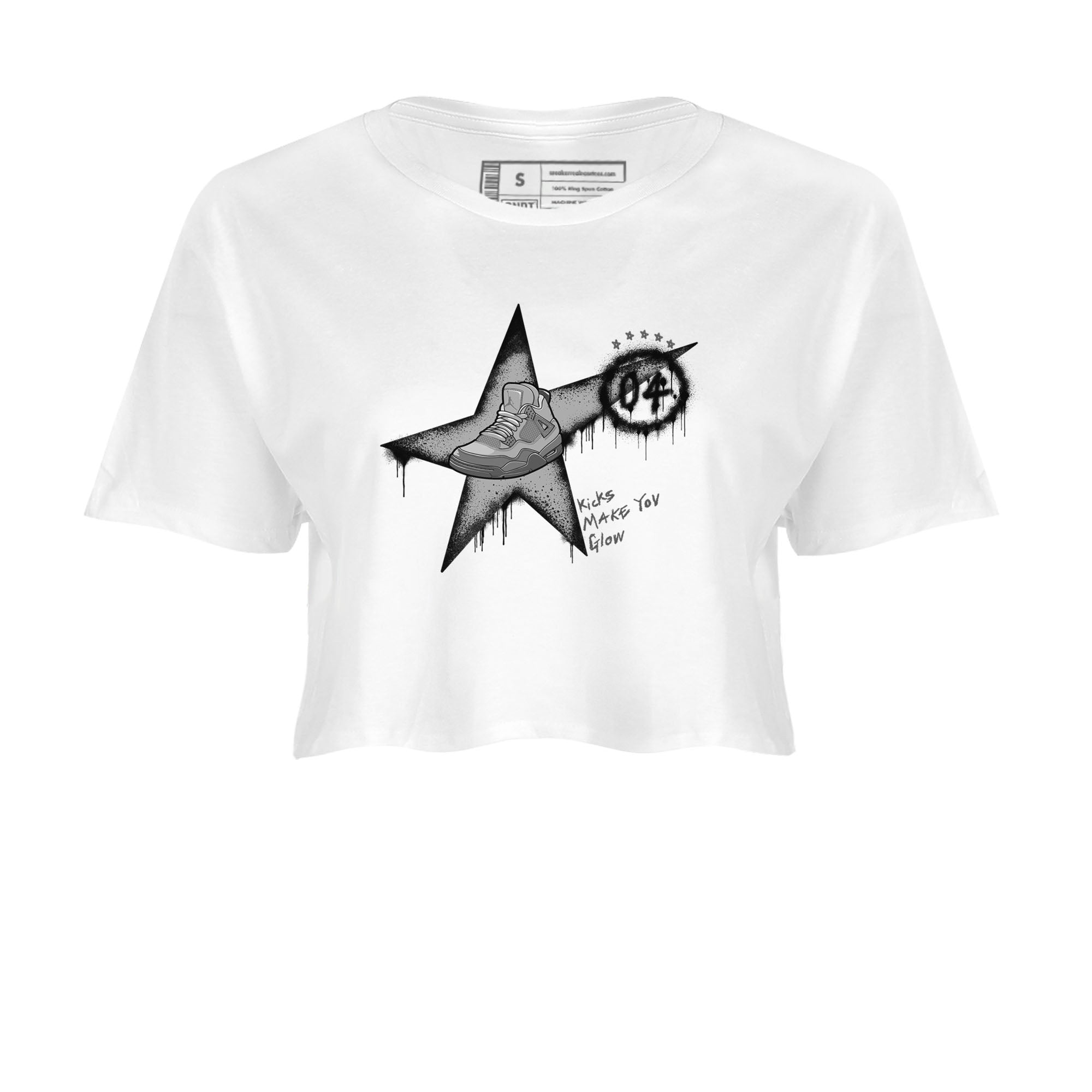4s Wet Cement shirts to match jordans Kicks Make You Glow sneaker match tees Air Jordan 4 SE Wet Cement SNRT Sneaker Release Tees unisex cotton White 2 Crop Shirts