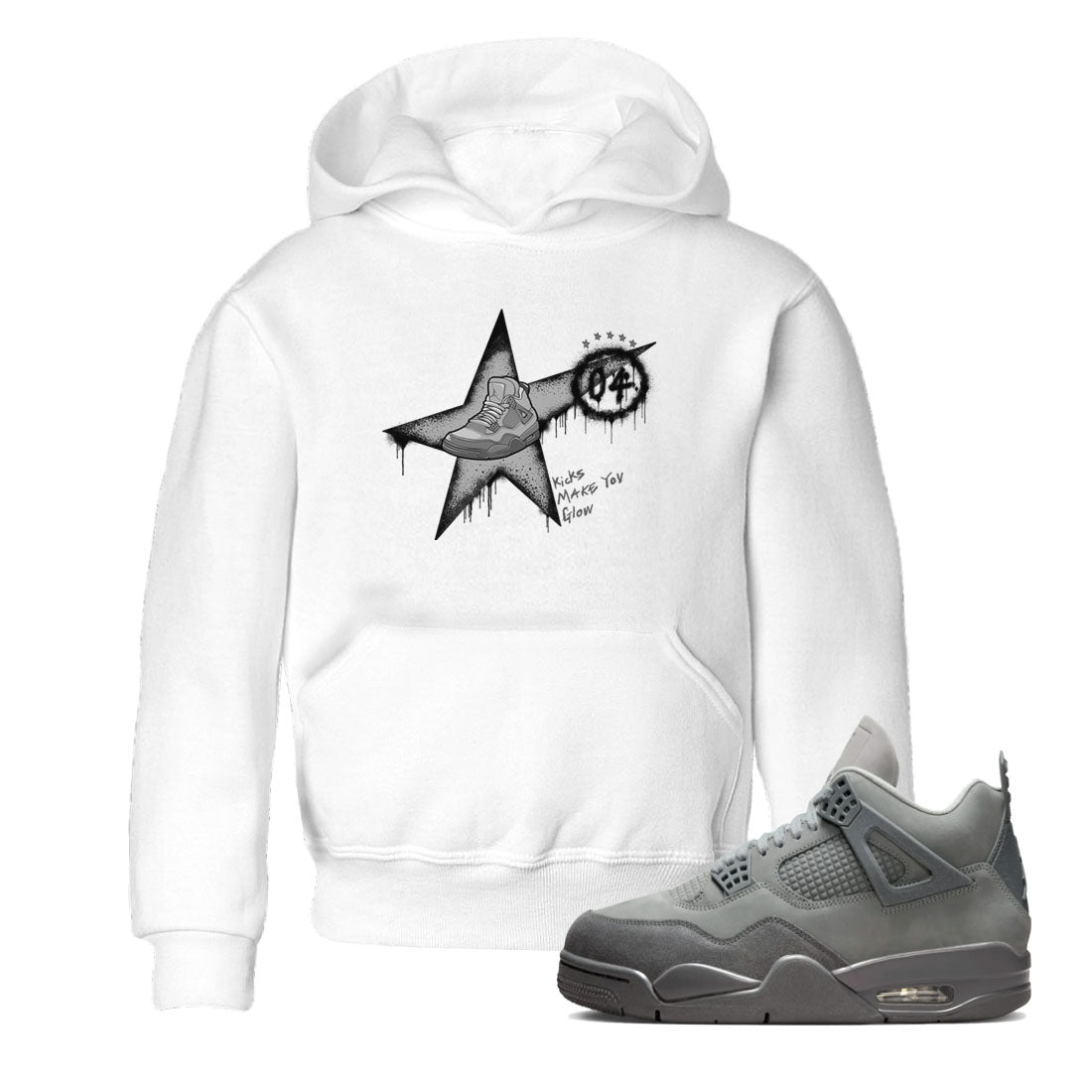 4s Wet Cement shirts to match jordans Kicks Make You Glow sneaker match tees Air Jordan 4 SE Wet Cement SNRT Sneaker Release Tees Youth Baby White 1 crew neck shirts