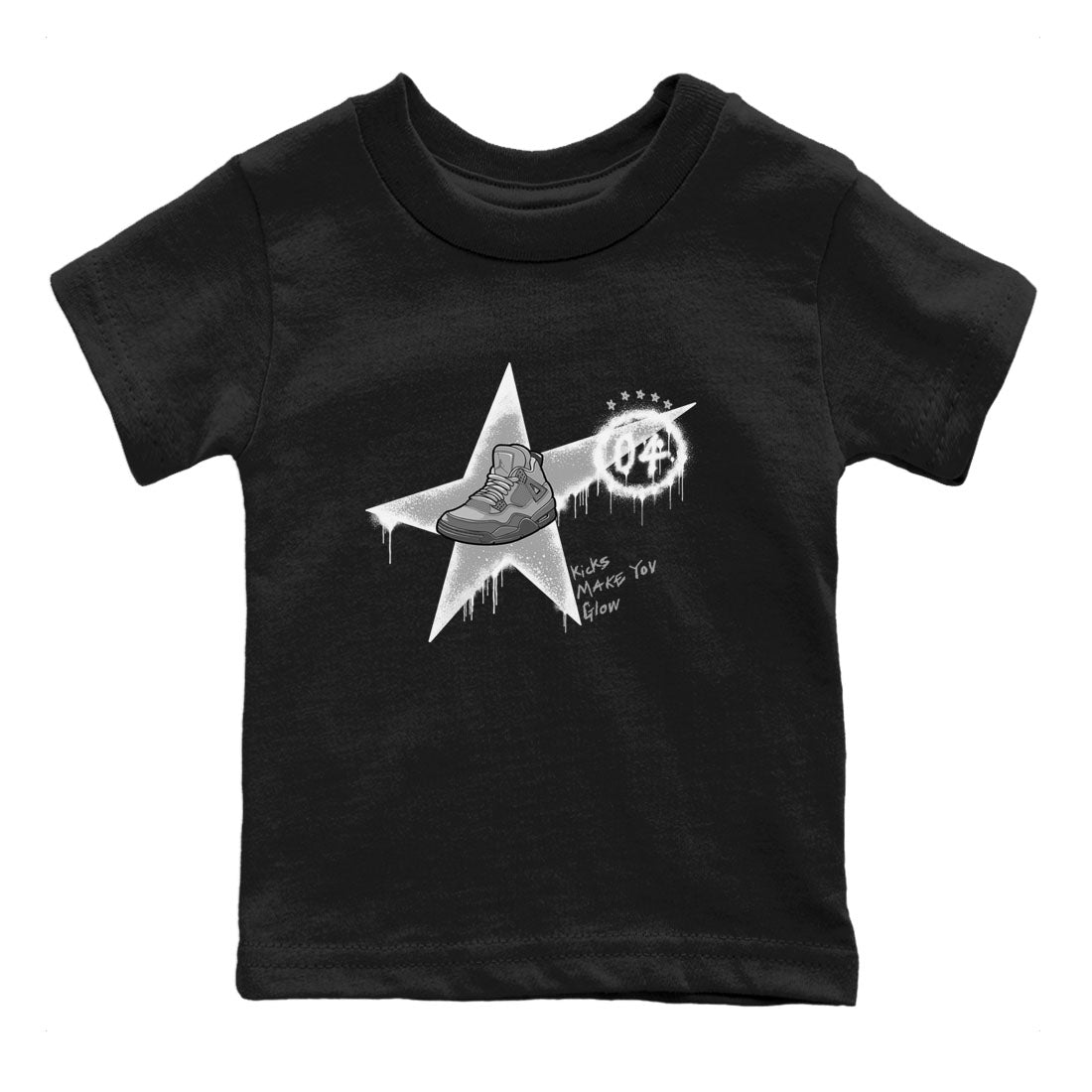 4s Wet Cement shirts to match jordans Kicks Make You Glow sneaker match tees Air Jordan 4 SE Wet Cement SNRT Sneaker Release Tees Youth Baby Black 2 crew neck shirts