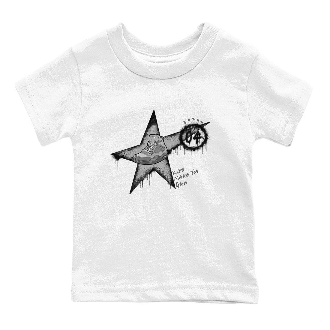 4s Wet Cement shirts to match jordans Kicks Make You Glow sneaker match tees Air Jordan 4 SE Wet Cement SNRT Sneaker Release Tees Youth Baby White 2 crew neck shirts