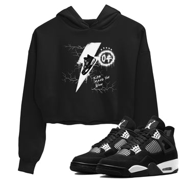 AJ4 White Thunder shirts to match jordans Kicks Make You Glow sneaker match tees Air Jordan 4 White Thunder SNRT Sneaker Tees streetwear brand Black 1 crop tee