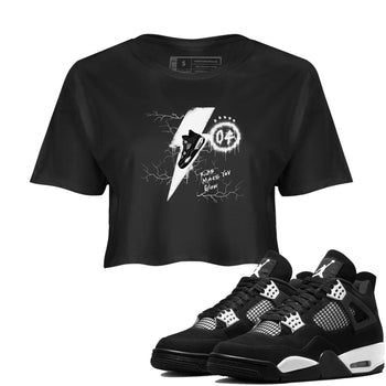 AJ4 White Thunder shirts to match jordans Kicks Make You Glow sneaker match tees Air Jordan 4 White Thunder SNRT Sneaker Tees streetwear brand Black 1 crop tee