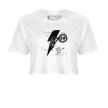 AJ4 White Thunder shirts to match jordans Kicks Make You Glow sneaker match tees Air Jordan 4 White Thunder SNRT Sneaker Tees streetwear brand White 2 crop tee